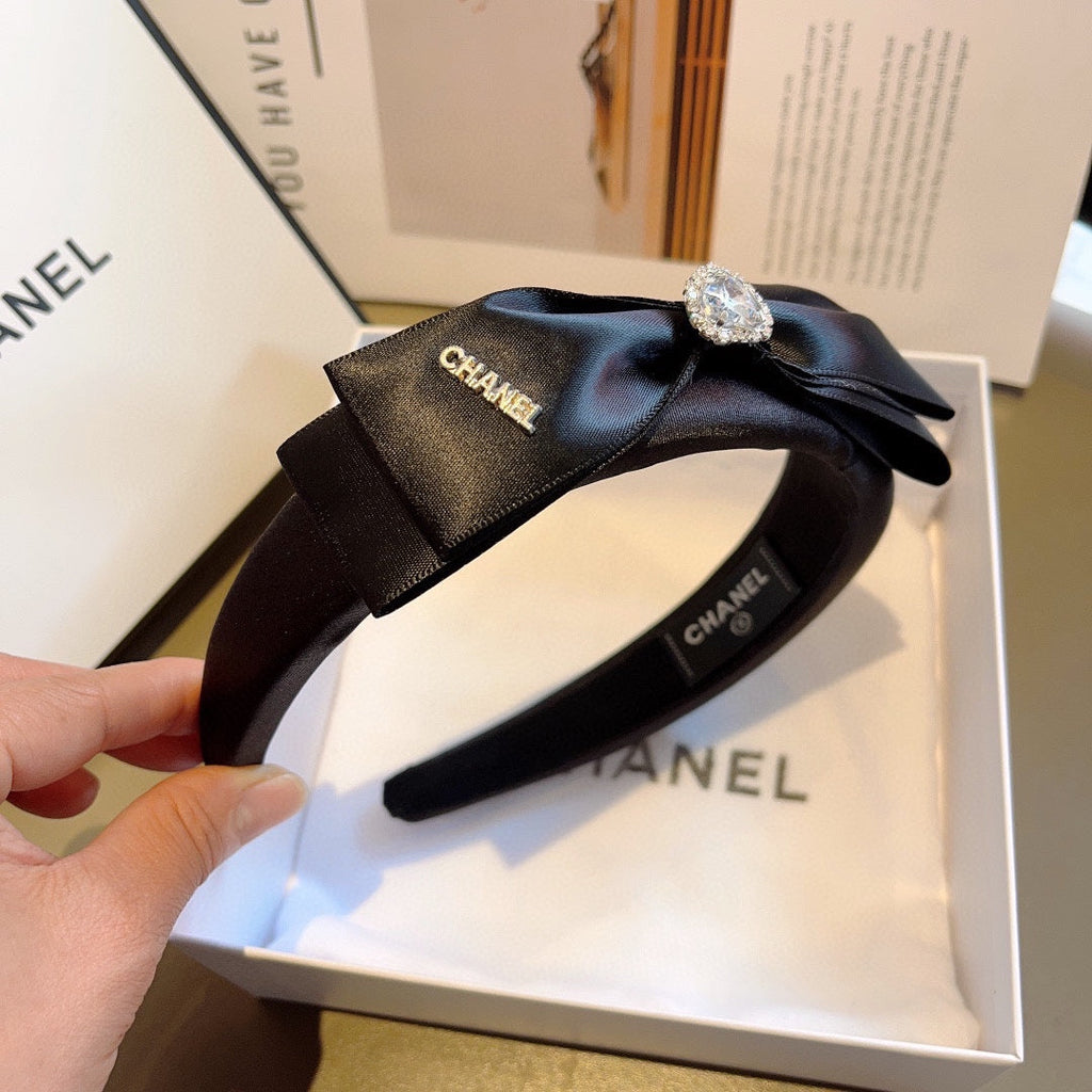 BLACK SILK AND FABRIC HAIRBAND 414429