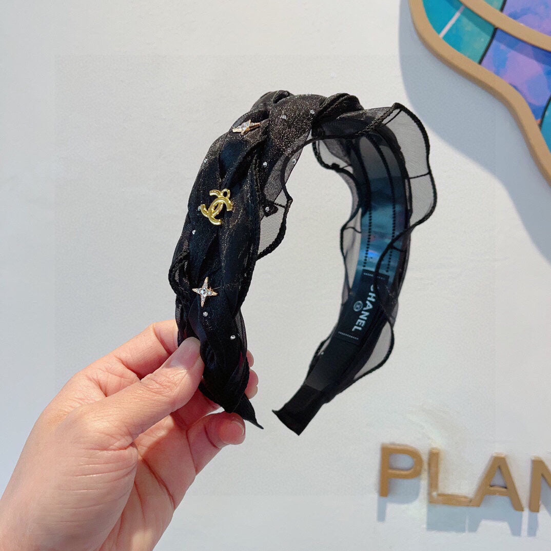 BLACK VOILE FABRIC HAIRBAND 417294