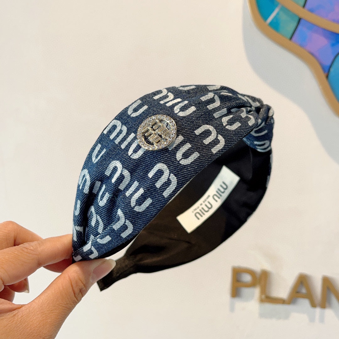 HEADBAND IN PRUSSIAN BLUE DENIM 432756