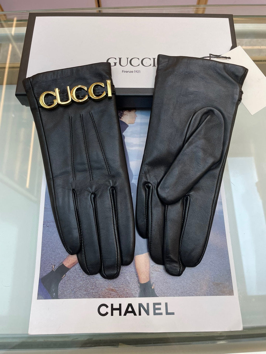 EUROPEAN GLOVES IN BLACK LAMBSKIN WITH CASHMERE LINING 376727