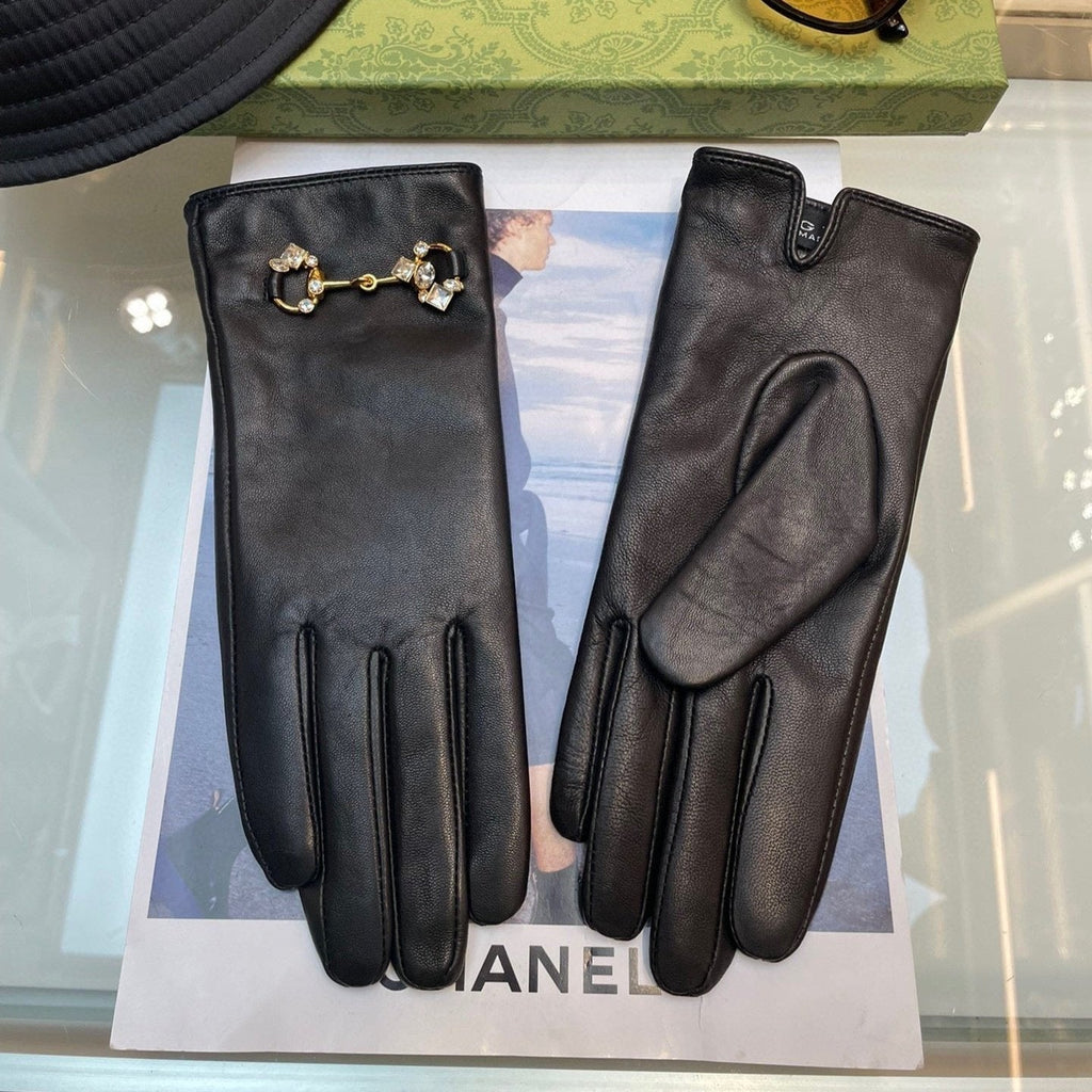 HORSEBIT GLOVES IN BLACK LAMBSKIN WITH CASHMERE LINING 454592