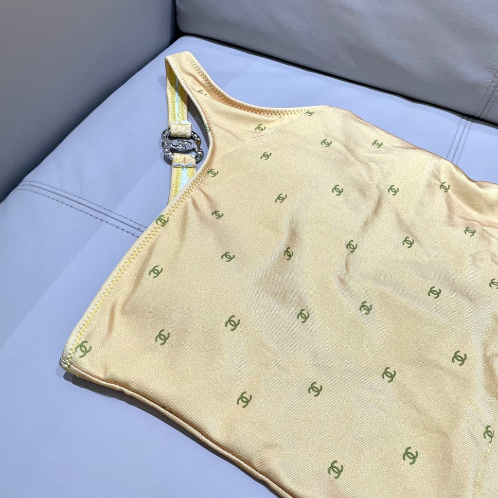 CC BIKINI SWIMSUIT SET IN YELLOW AND GREEN LOGO 593033