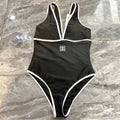 CC BIKINI SWIMSUIT SET IN BLACK AND WHITE TRIM 613725