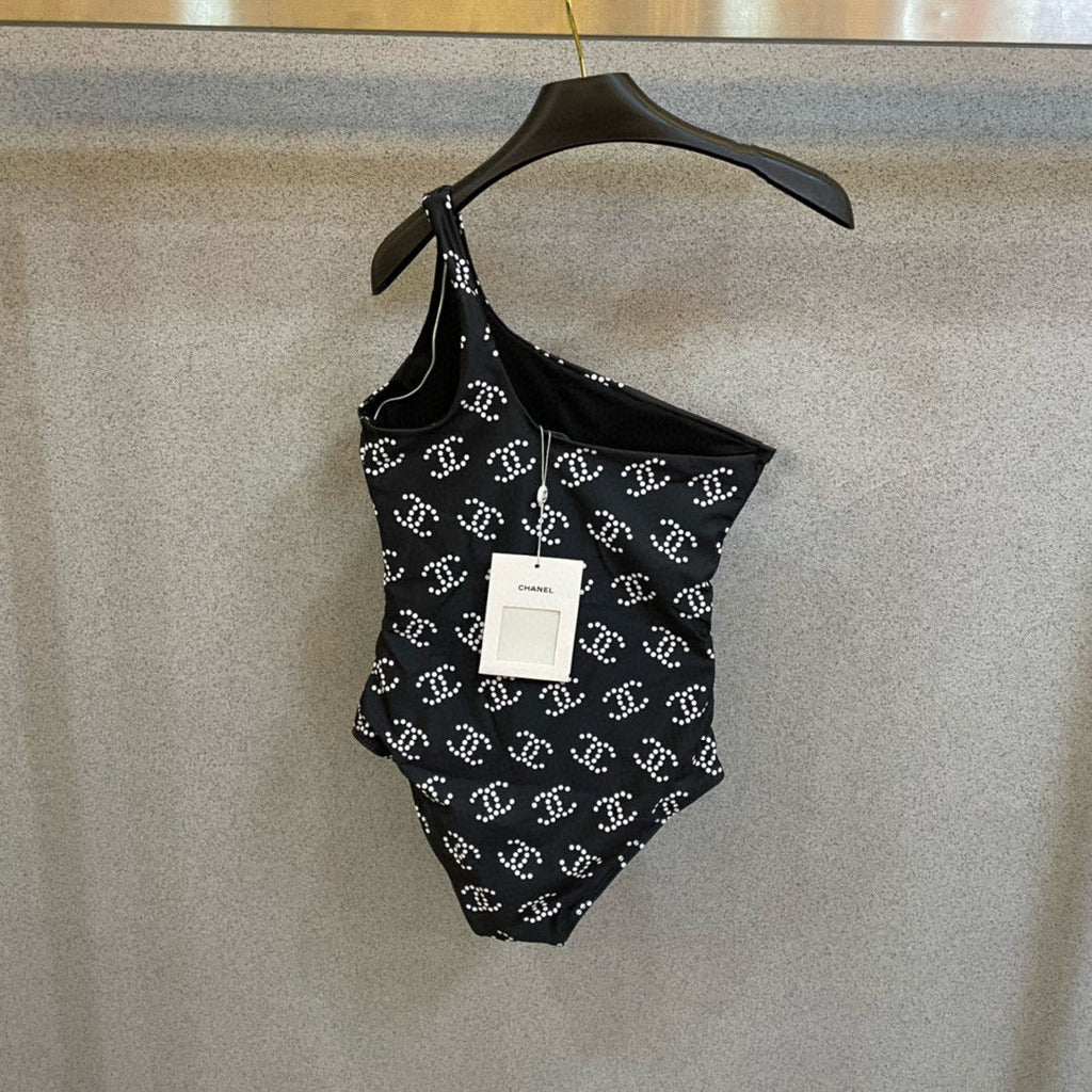 CC BIKINI SWIMSUIT SET IN BLACK AND WHITE LOGO PRINTED 615195