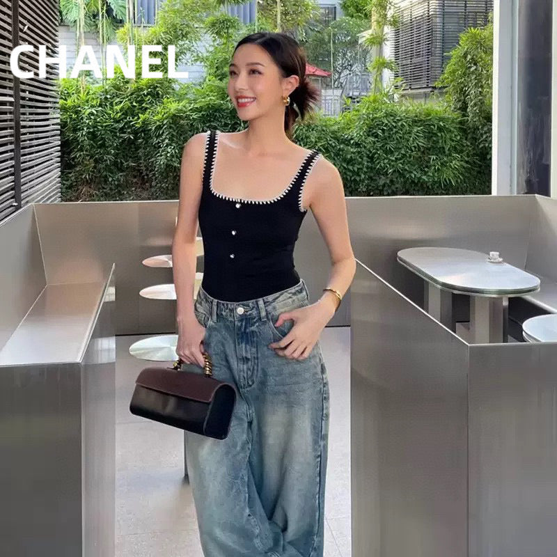 CC BIKINI SWIMSUIT SET IN BLACK AND WHITE TRIM 622173