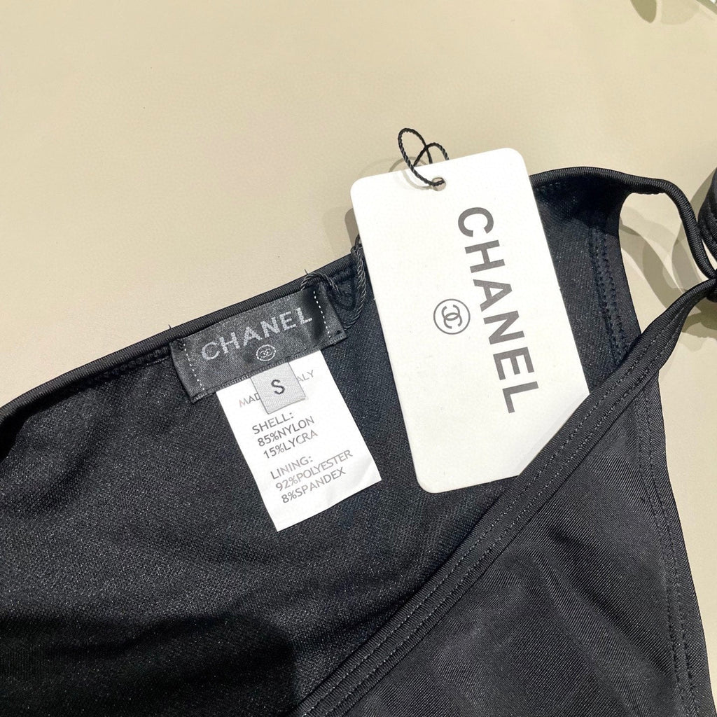 CC BIKINI SWIMSUIT SET IN BLACK EMBROIDERED LOGO 624564