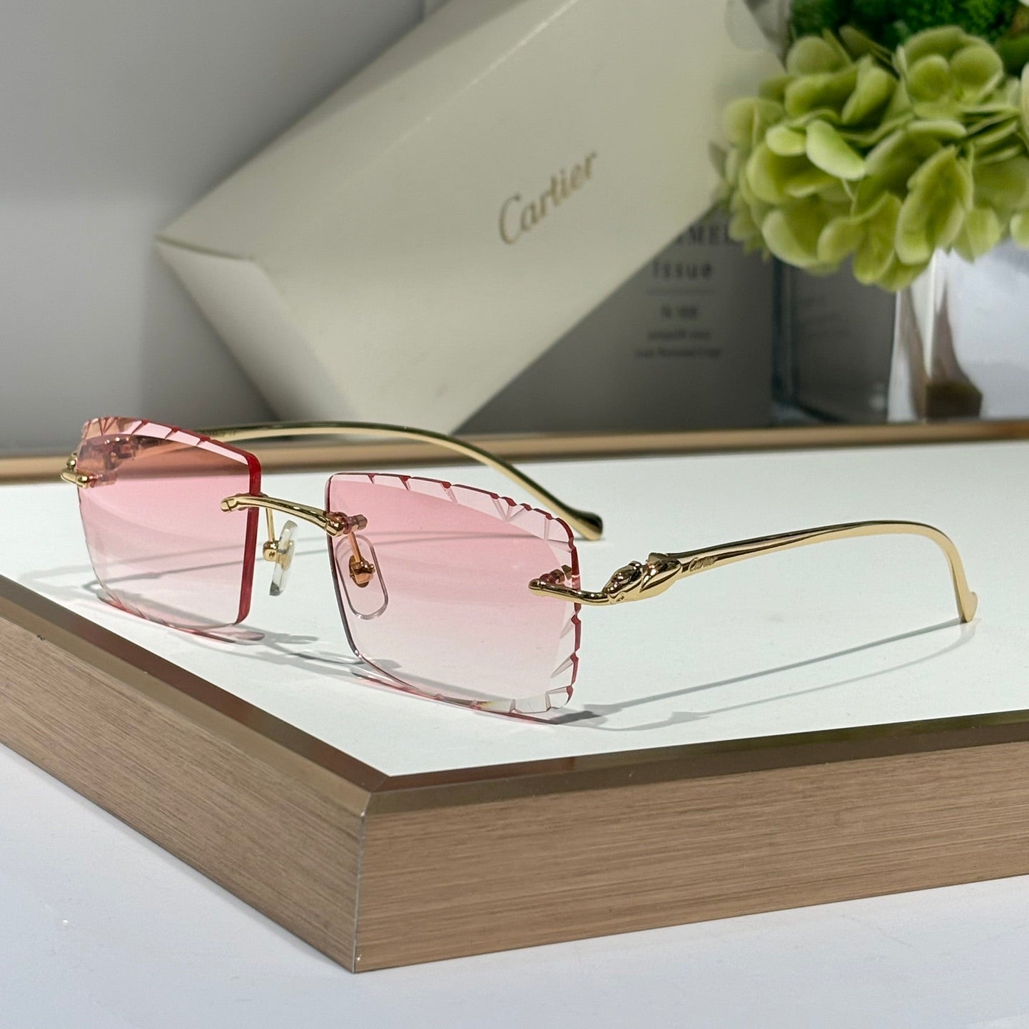 PANTHÈRE RECTANGULAR FRAME SUNGLASSES 563590 IN METAL