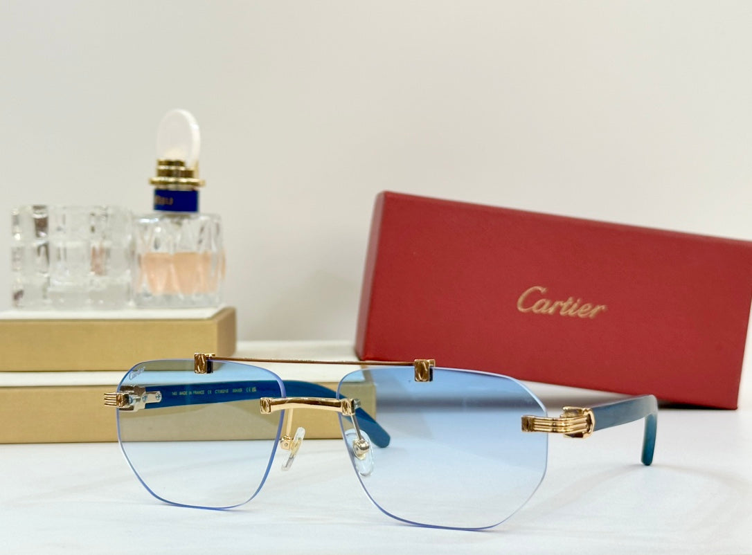 PREMIÈRE GEOMETRIC FRAME SUNGLASSES CT0621S IN METAL AND WOODEN