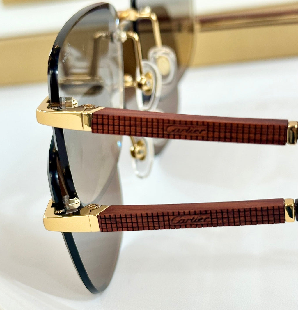 PREMIÈRE SQUARE FRAME SUNGLASSES 530304 IN METAL AND WOODEN