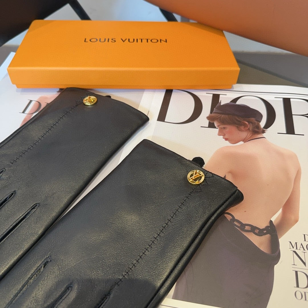 LV GLOVES IN BLACK LAMBSKIN 466819