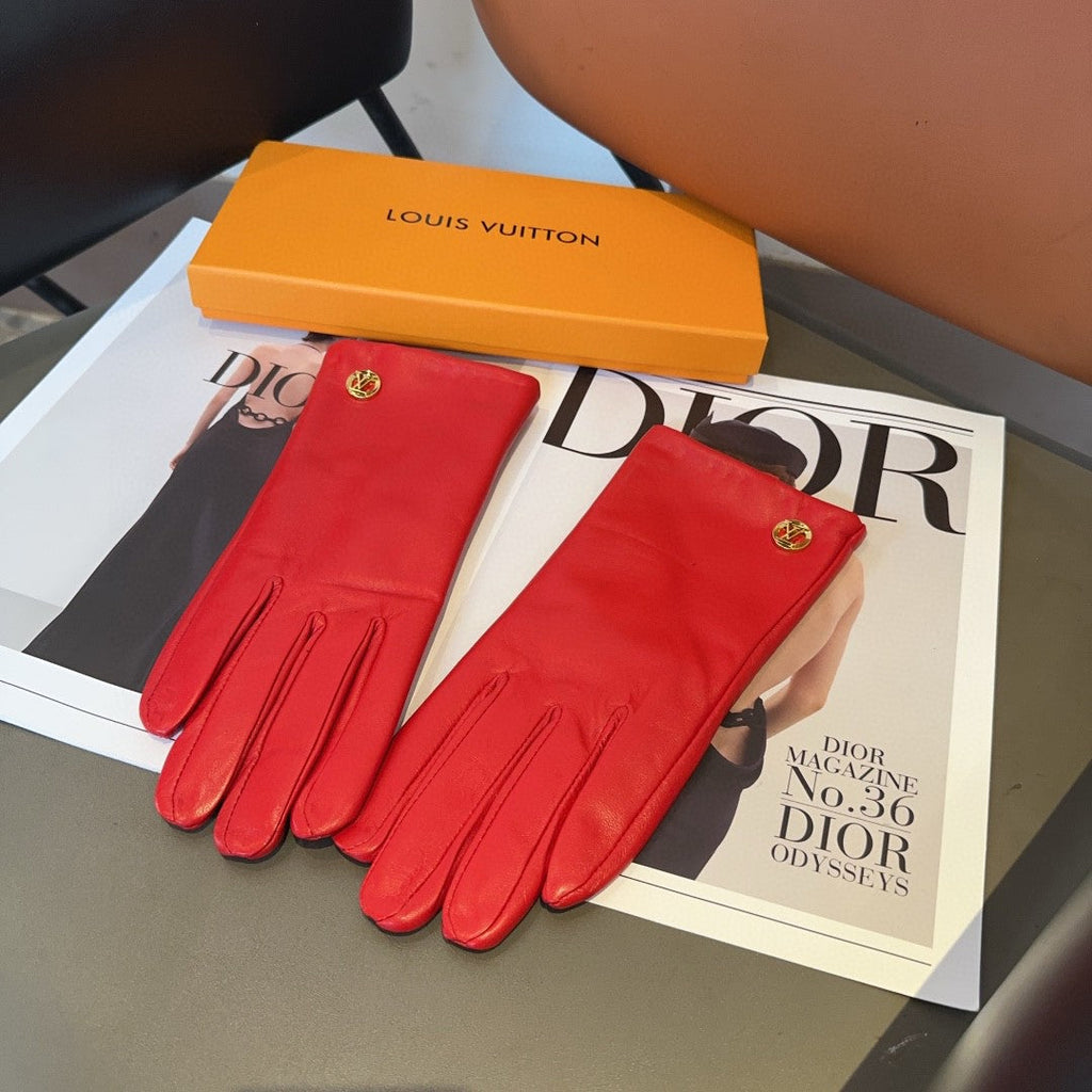 LV GLOVES IN CHERRY RED LAMBSKIN 463909