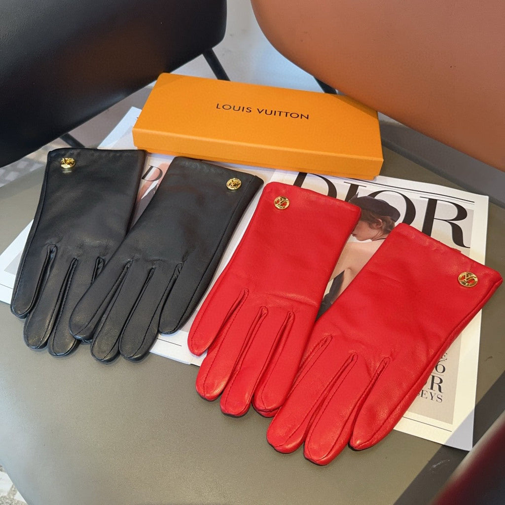 LV GLOVES IN CHERRY RED LAMBSKIN 463909