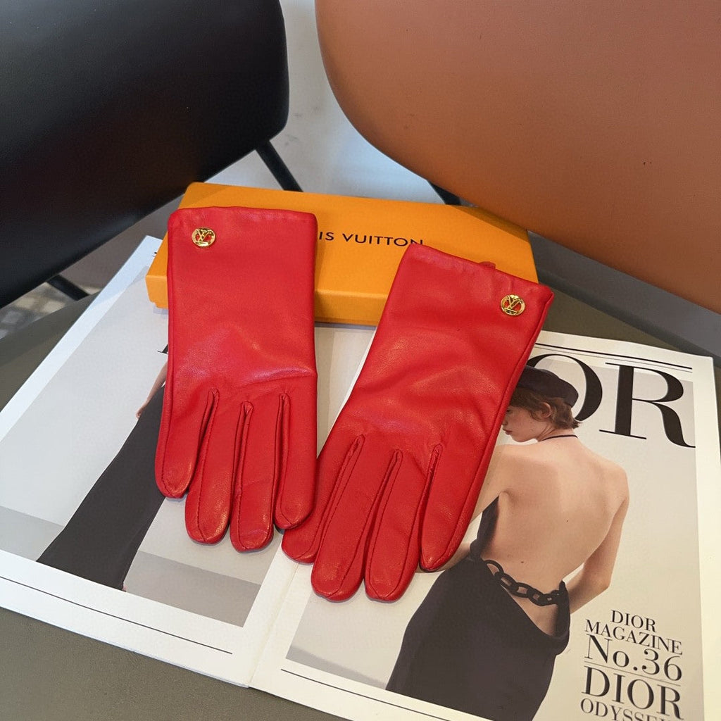 LV GLOVES IN CHERRY RED LAMBSKIN 463909