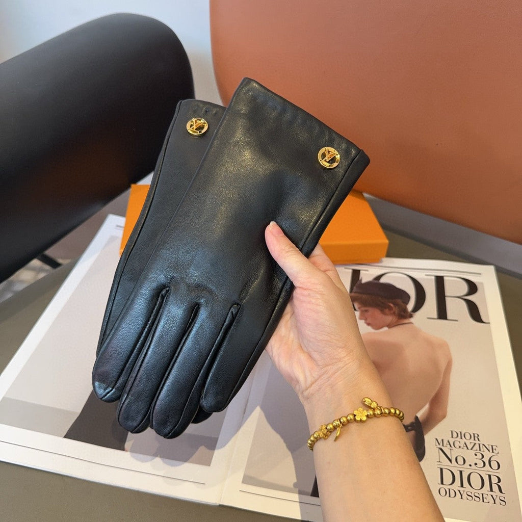 LV GLOVES IN BLACK LAMBSKIN 463910