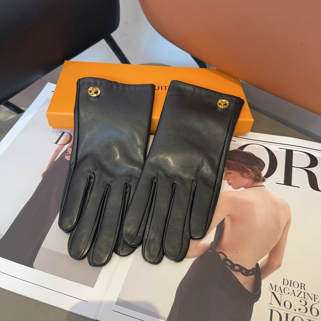 LV GLOVES IN BLACK LAMBSKIN 463910