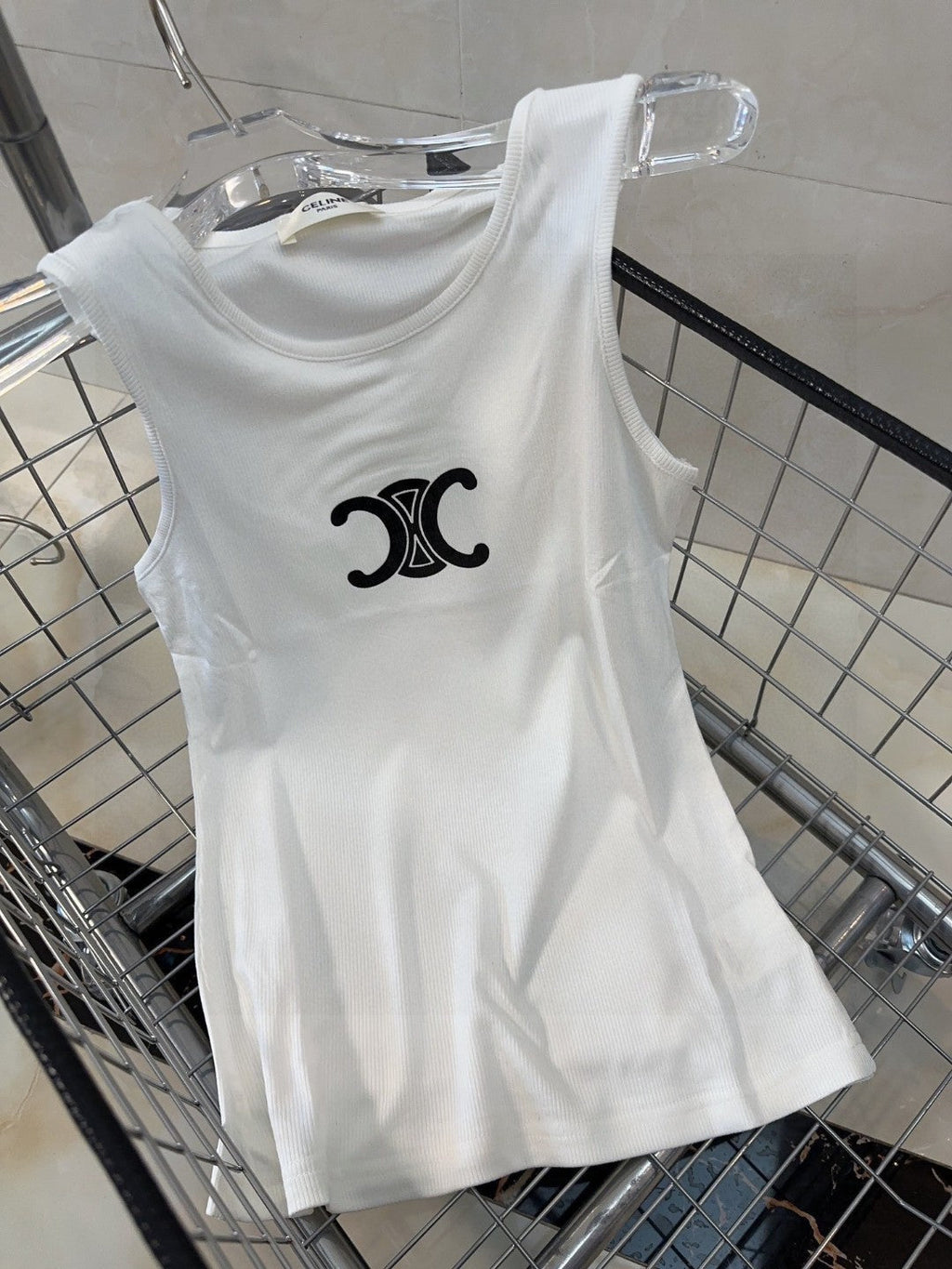 TANK TOP 627697 IN WHITE COTTON RIBBED