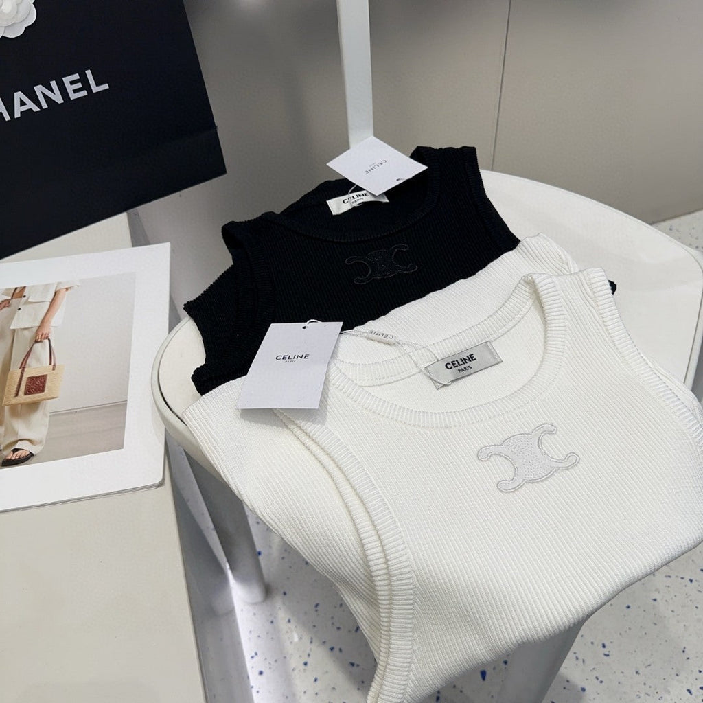 TANK TOP 633206 IN WHITE COTTON RIBBED KNIT EMBOSSED LOGO