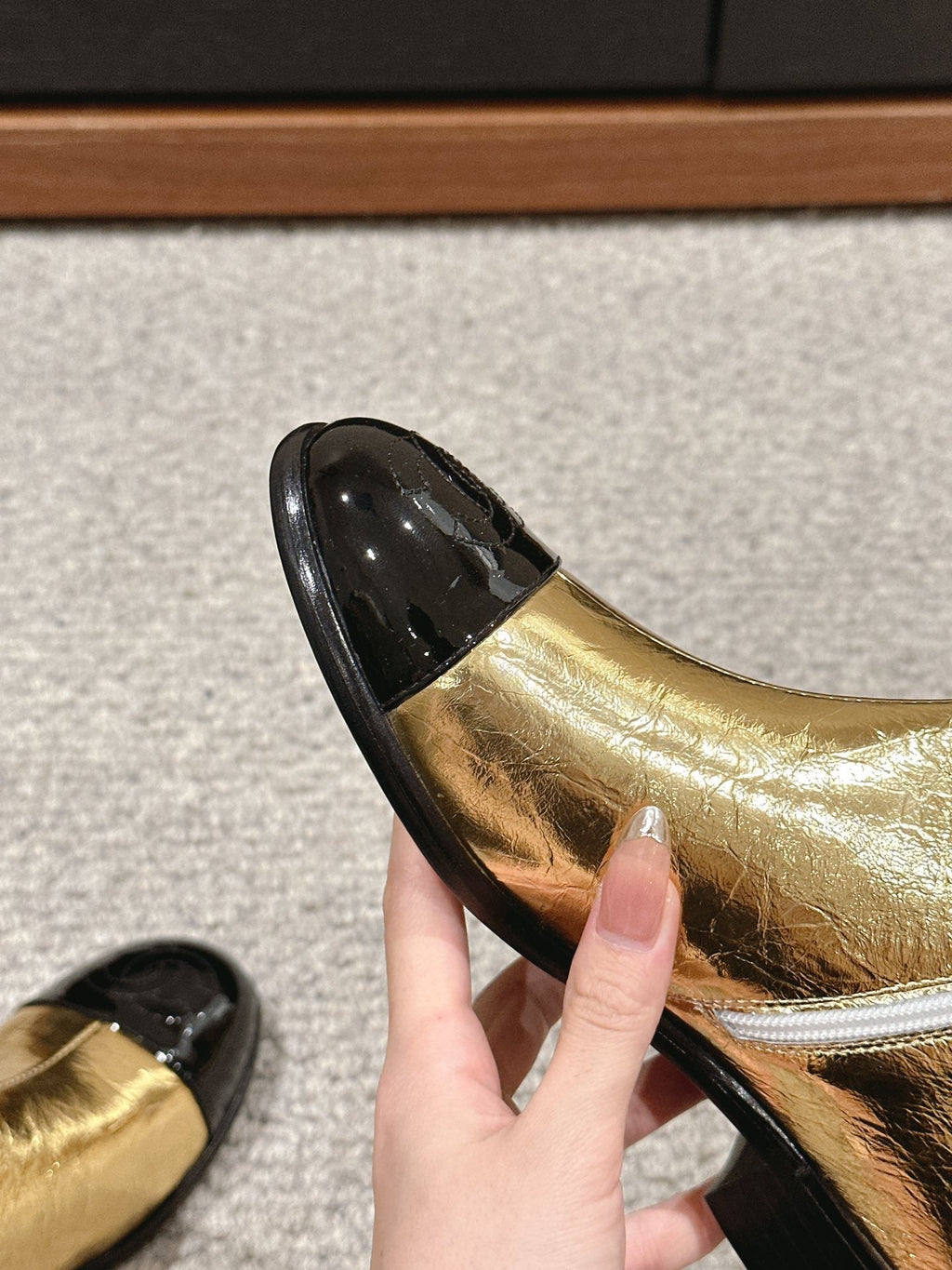 CC SHORT BOOTS IN GOLDEN MIX BLACK LAMBSKIN