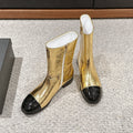CC SHORT BOOTS IN GOLDEN MIX BLACK LAMBSKIN