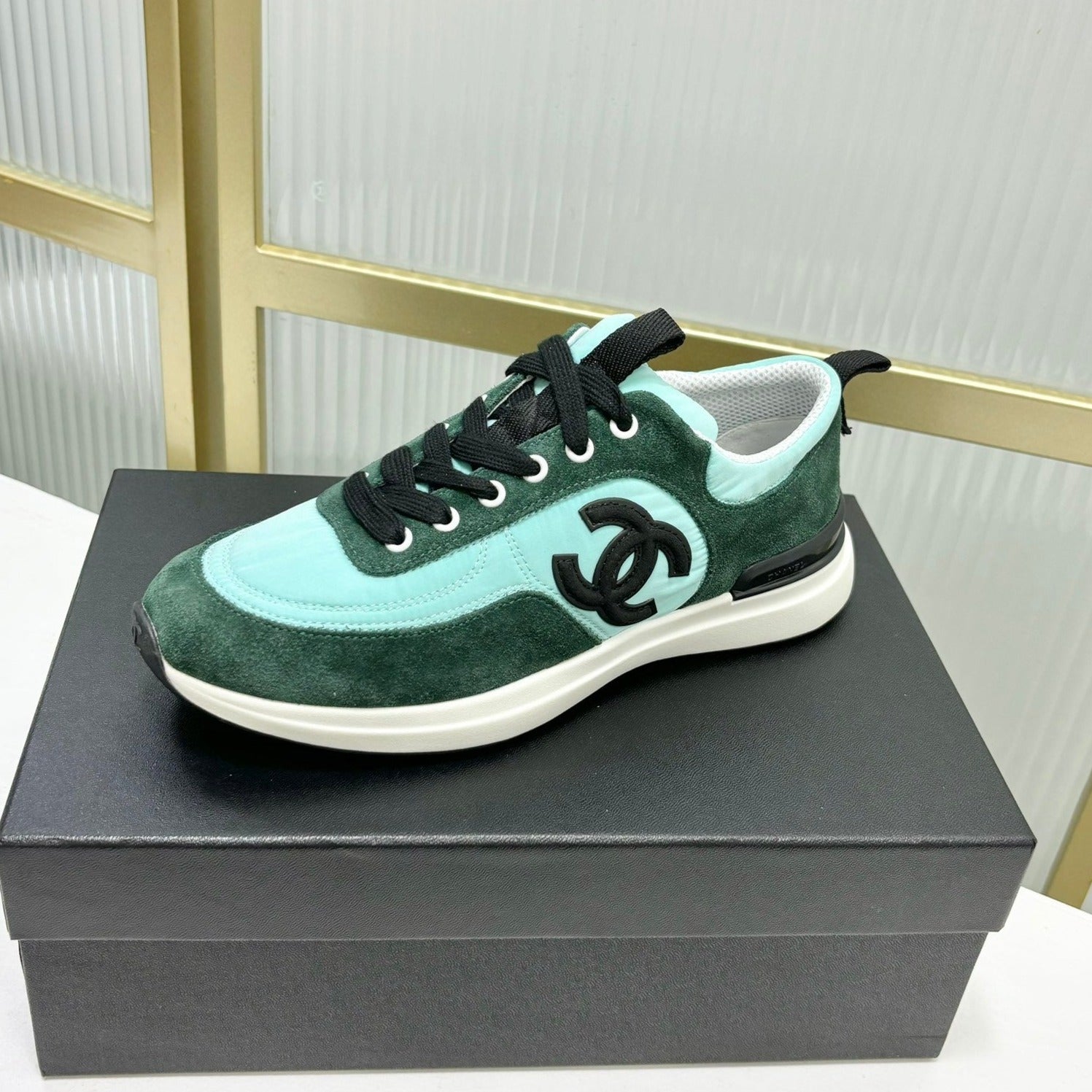 SNEAKER IN GREEN MINT MIX FOREST GREEN SUEDE