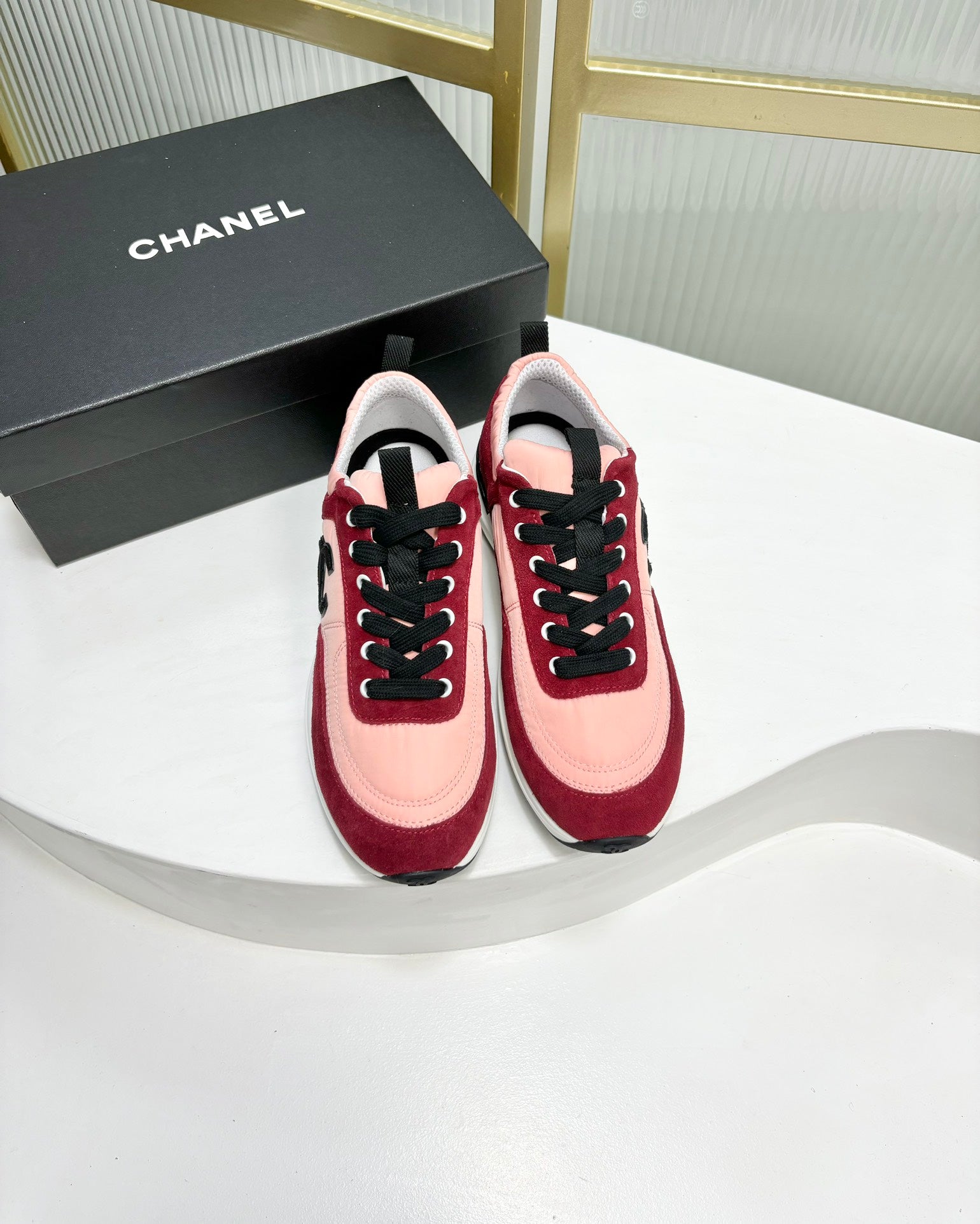 SNEAKER IN LIGHT PINK MIX CHERRY RED SUEDE