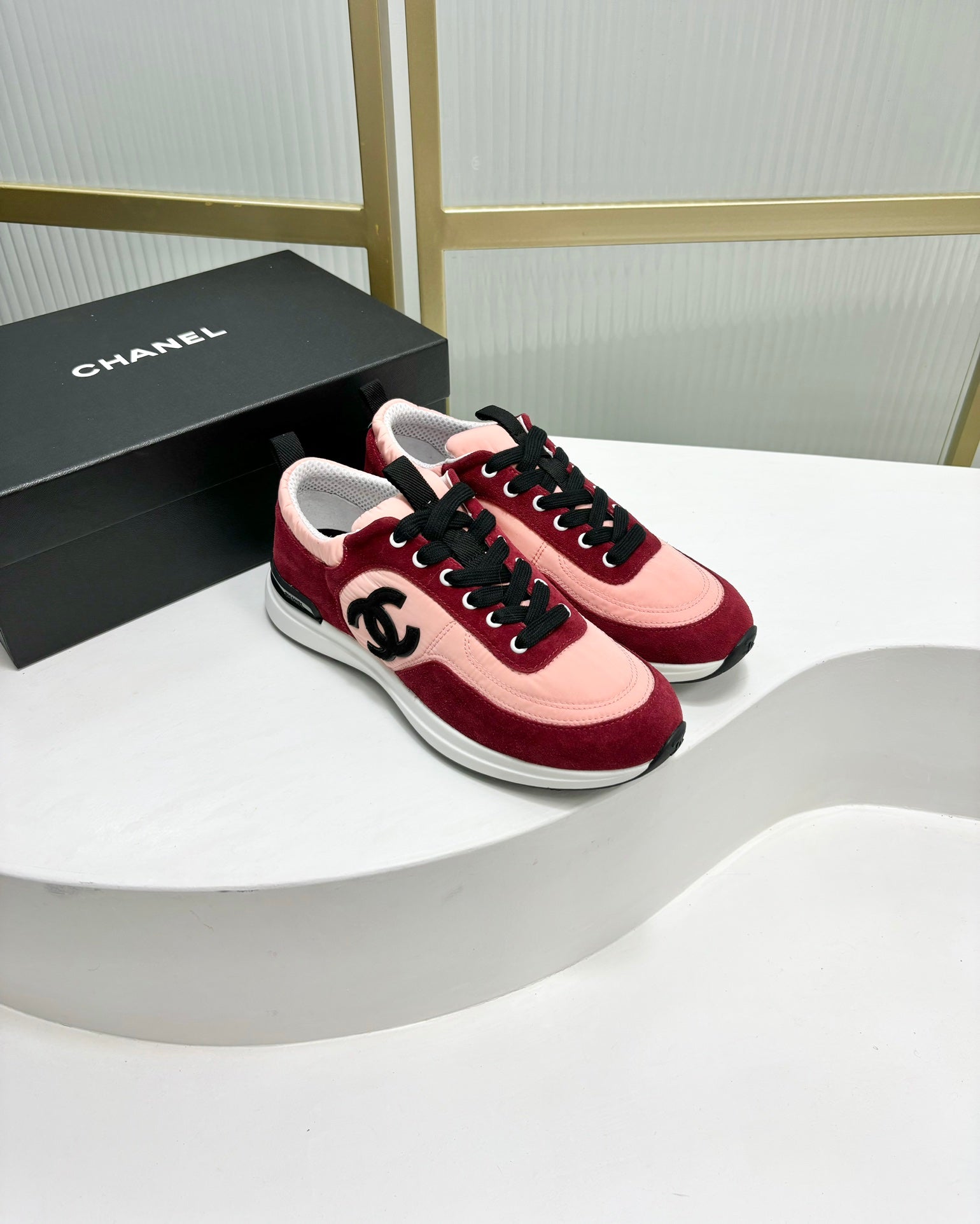 SNEAKER IN LIGHT PINK MIX CHERRY RED SUEDE