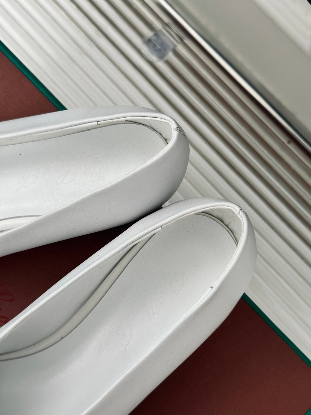 LP REBECCA BALLET FLATS WHITE WAXED LEATHER