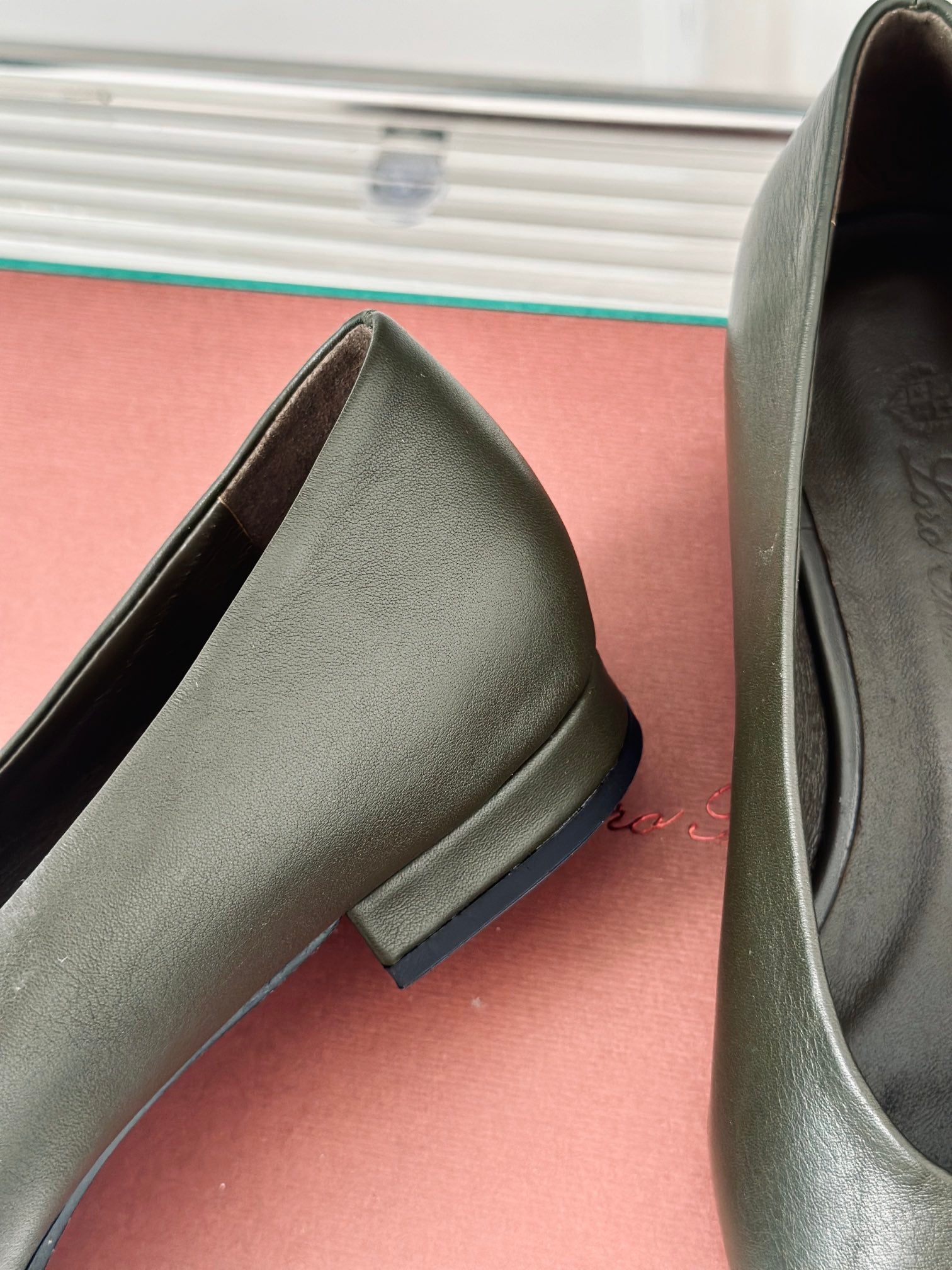 LP REBECCA BALLET FLATS CHARCOAL WAXED LEATHER