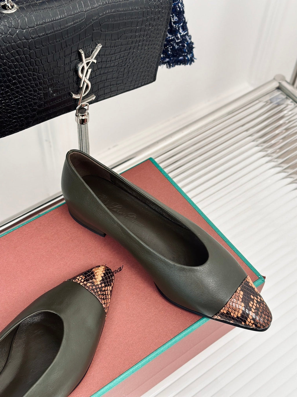 LP REBECCA BALLET FLATS CHARCOAL WAXED LEATHER