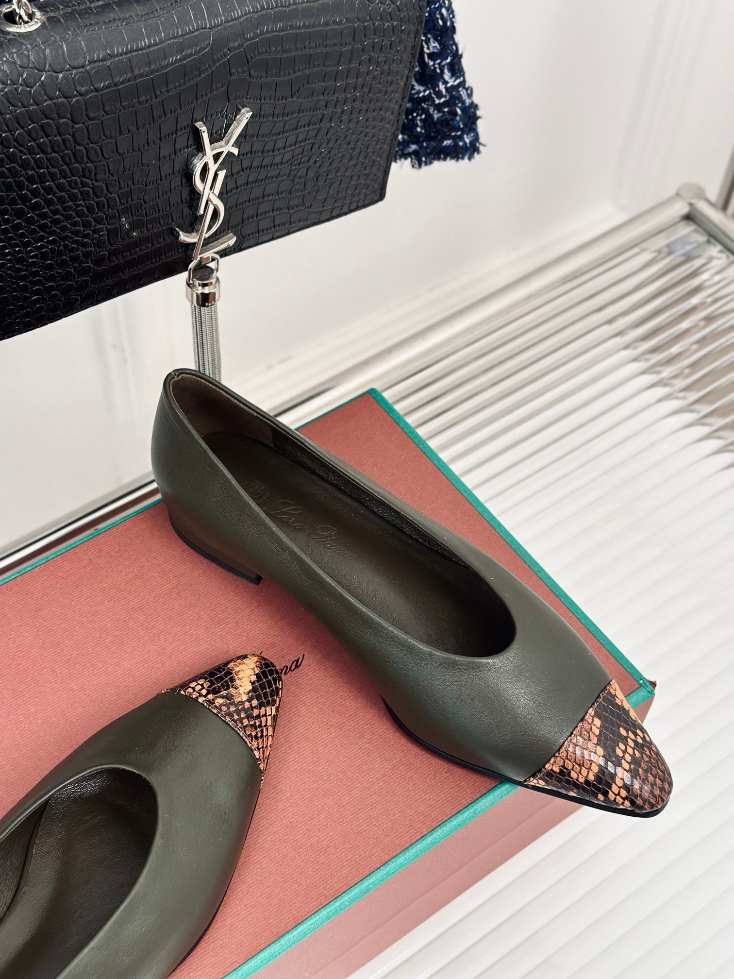 LP REBECCA BALLET FLATS CHARCOAL WAXED LEATHER