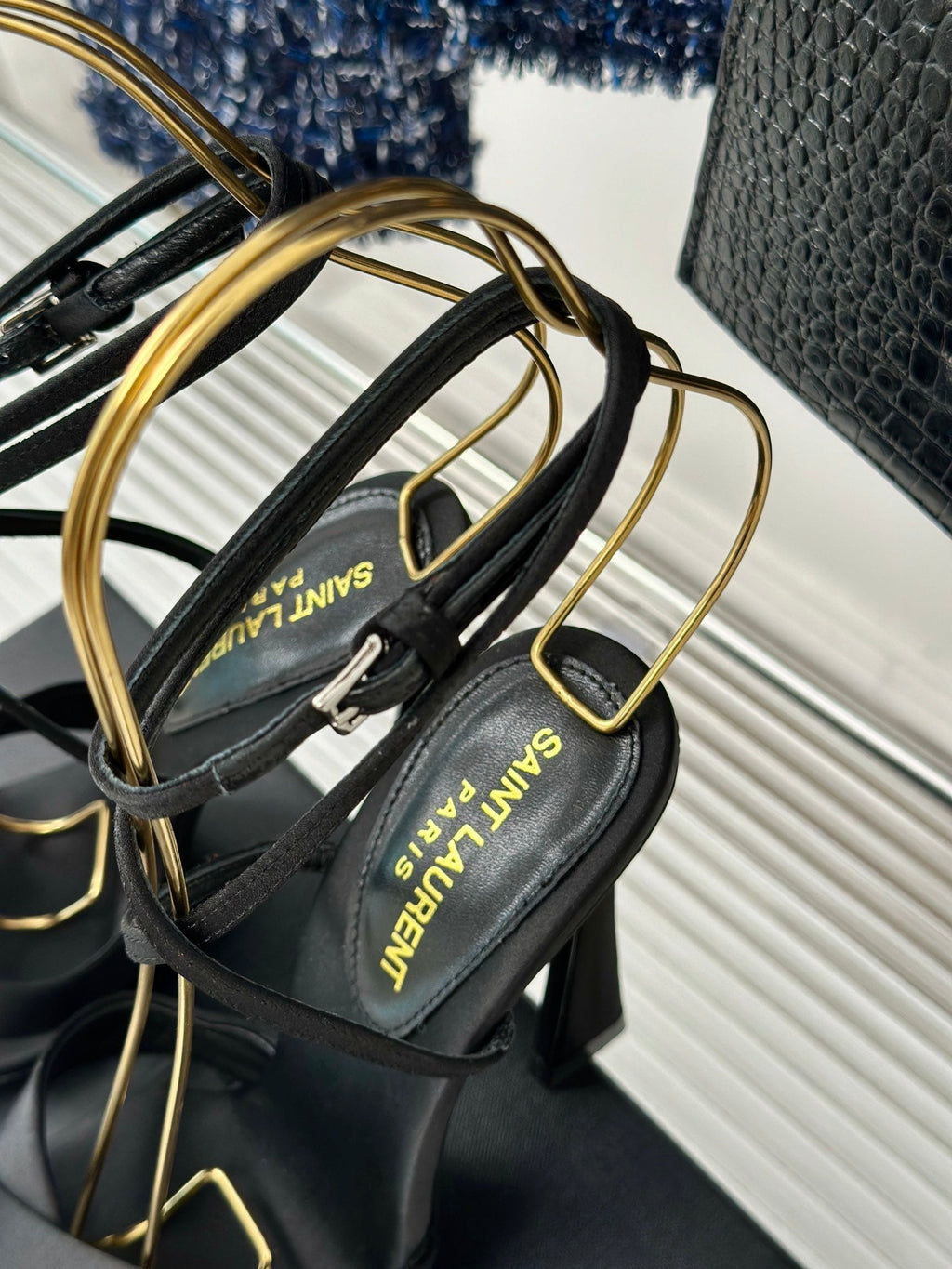 SL CORINNE SANDALS BLACK SATIN CREPE