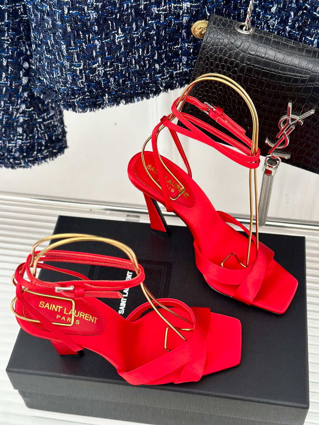 SL CORINNE SANDALS ROSE SATIN CREPE