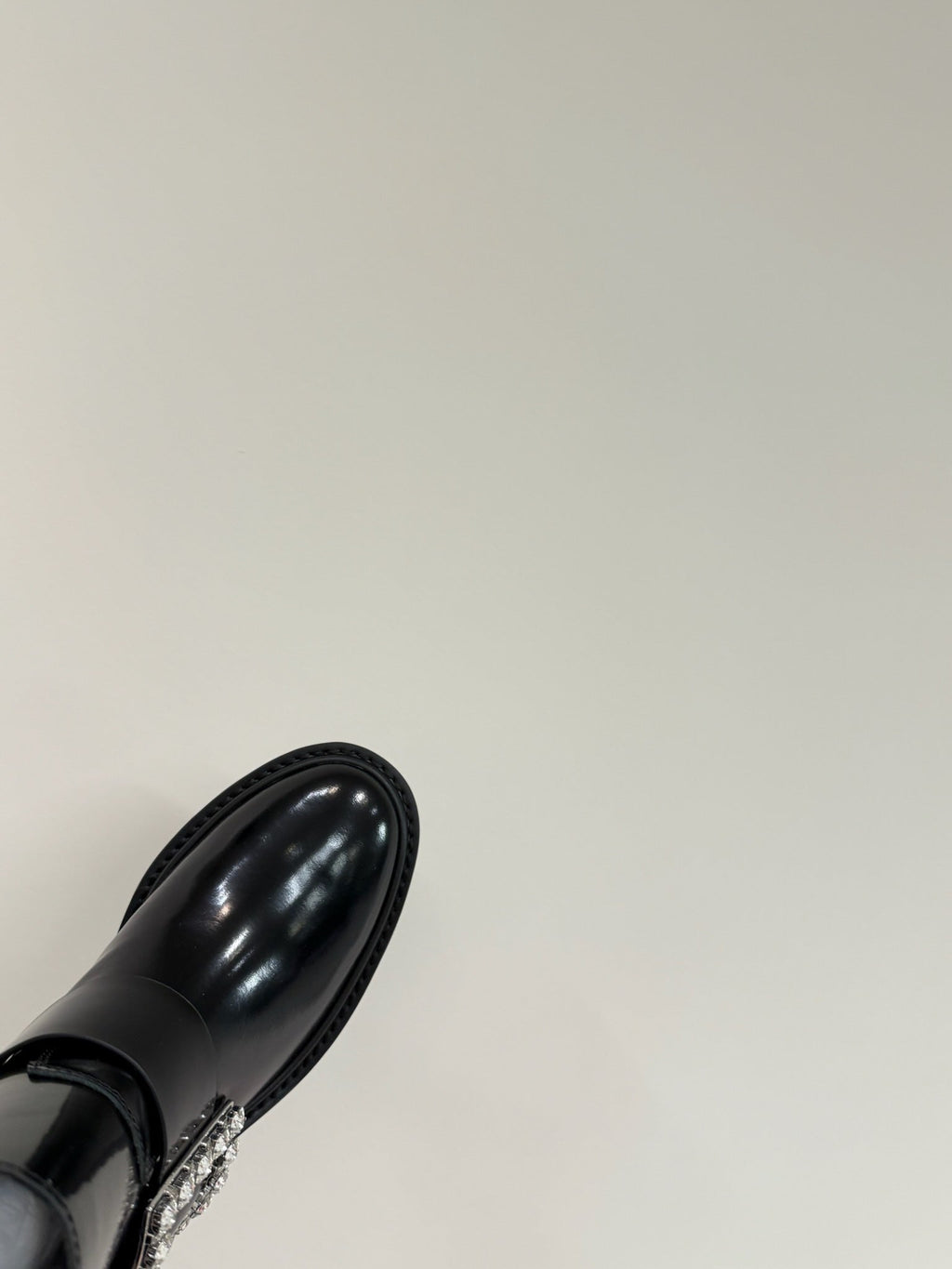 VIV' RANGERS CHELSEA ANKLE BOOTS IN BLACK CALFSKIN WITH SILVER CRYSTAL BUCKLE