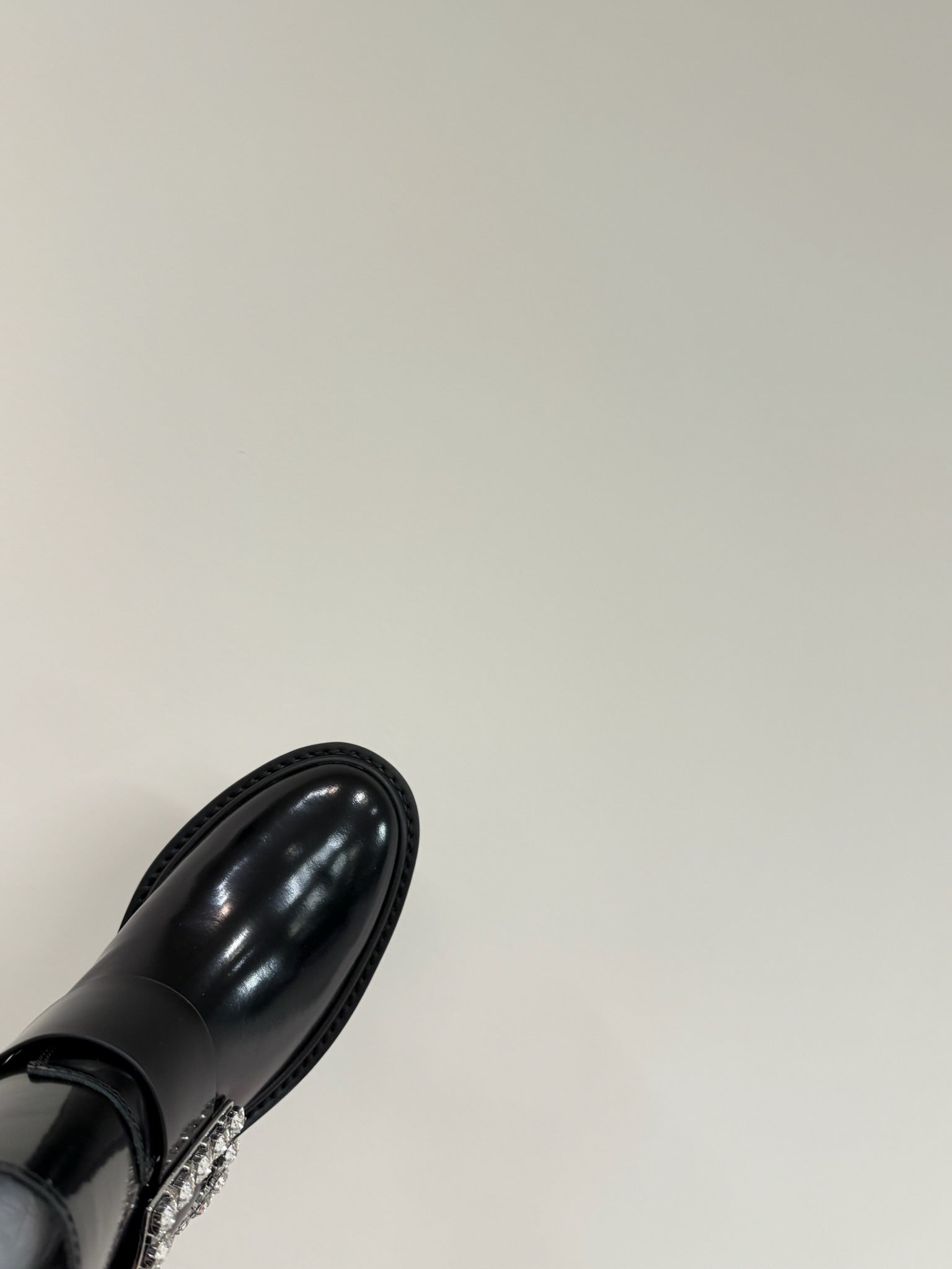 VIV' RANGERS CHELSEA ANKLE BOOTS IN BLACK CALFSKIN WITH SILVER CRYSTAL BUCKLE