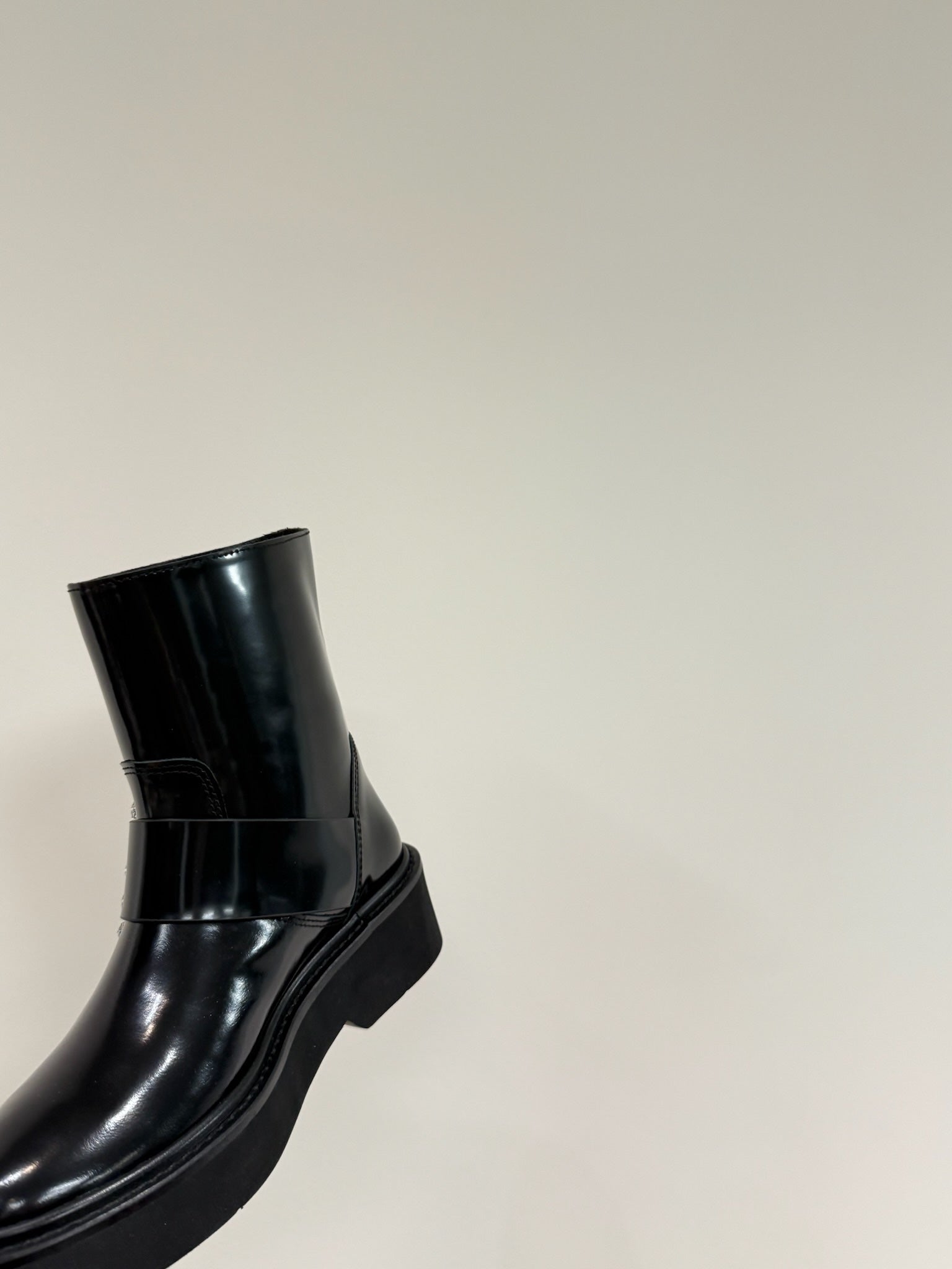 VIV' RANGERS CHELSEA ANKLE BOOTS IN BLACK CALFSKIN WITH SILVER CRYSTAL BUCKLE