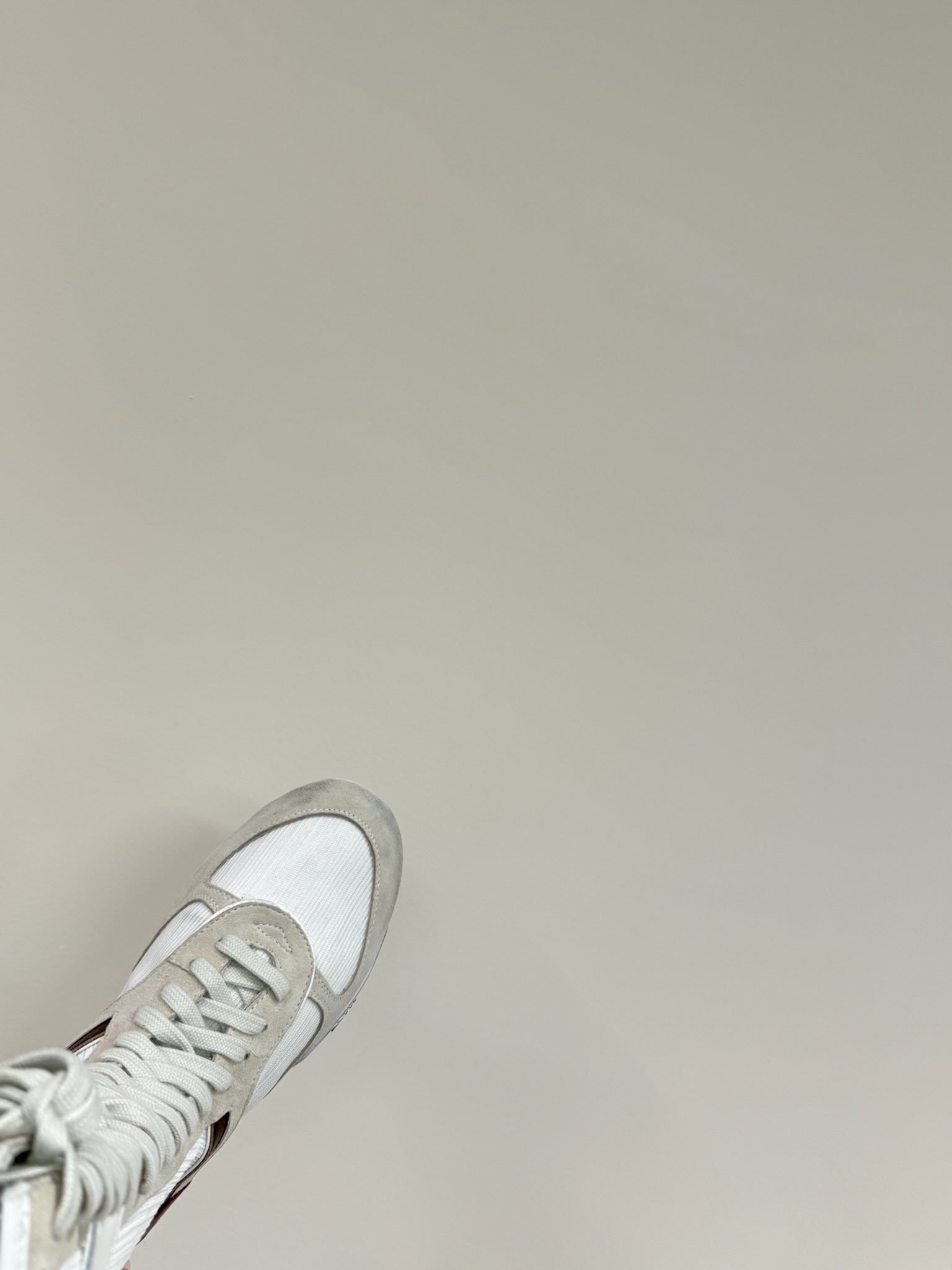 LACE-UP BOOTS IN BEIGE SUEDE AND WHITE MESH