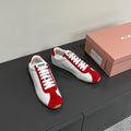 PLUME SNEAKERS IN WHITE NAPPA LAMBSKIN AND RED SUEDE