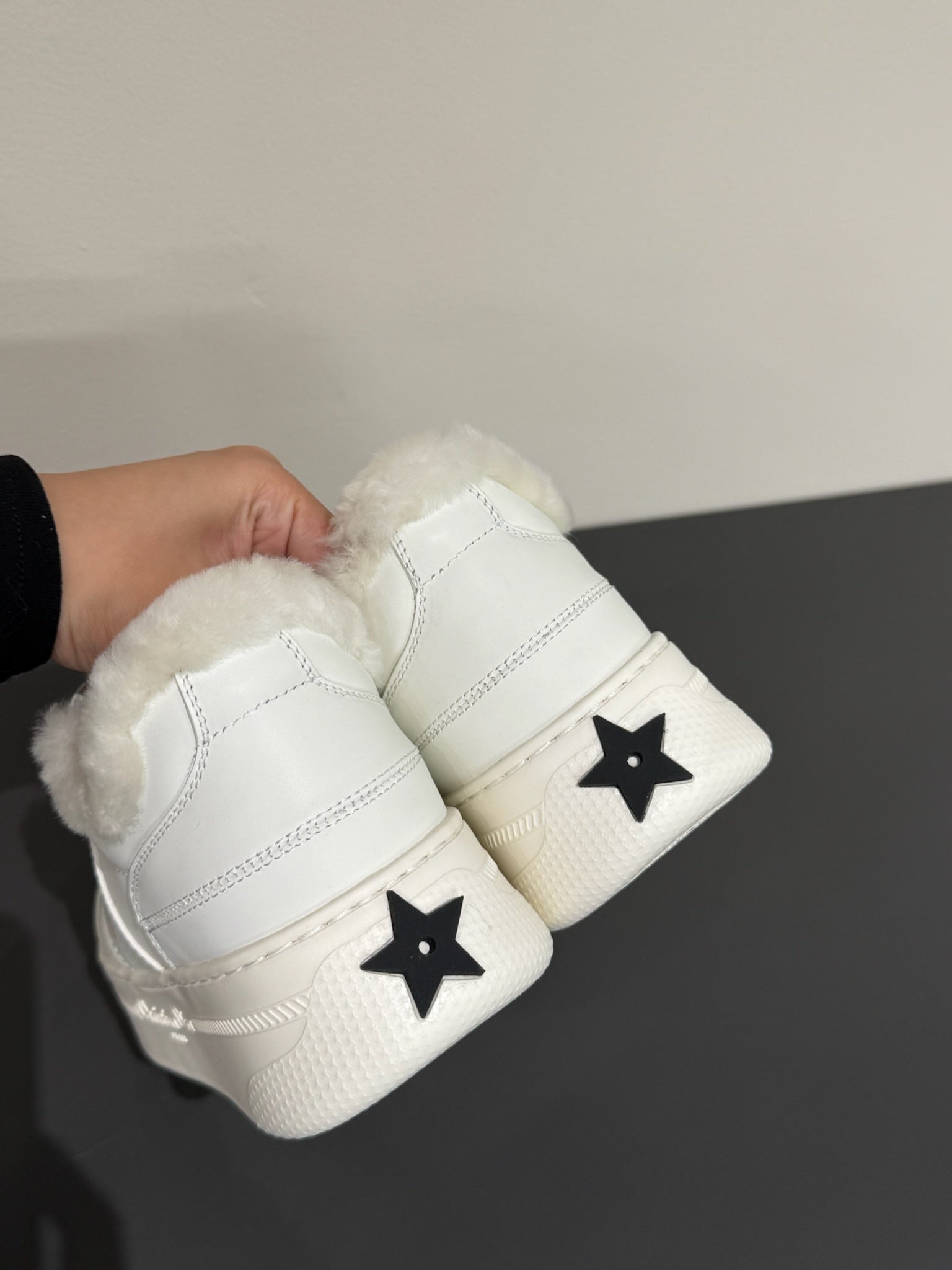 STAR SNEAKER WHITE CALFSKIN AND SUEDE CALFSKIN WITH SHEARLING LINING