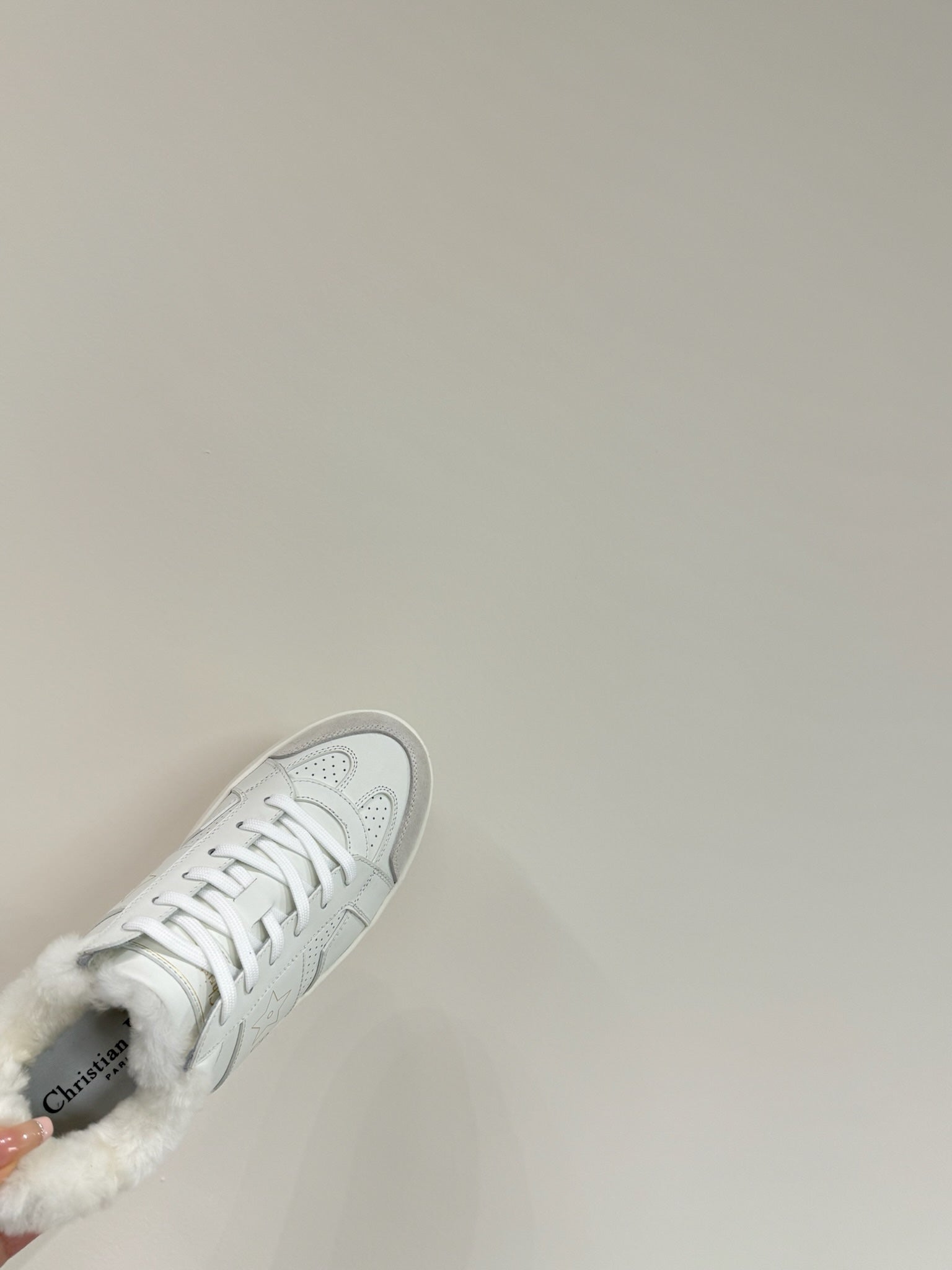 STAR SNEAKER WHITE CALFSKIN AND SUEDE CALFSKIN WITH SHEARLING LINING