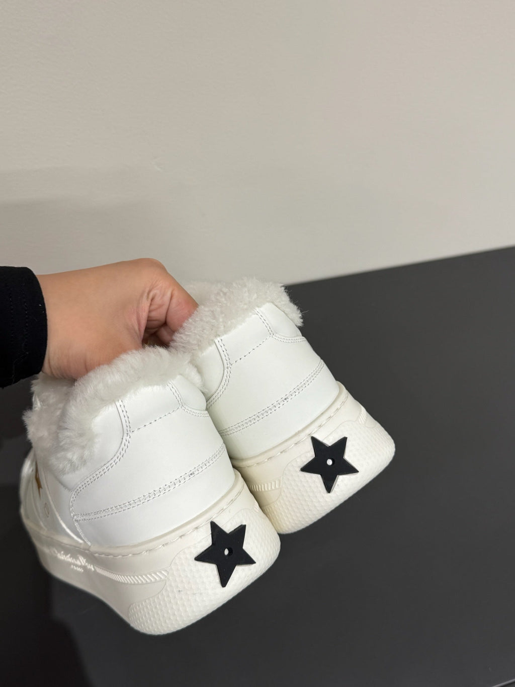 YELLOW STAR SNEAKER WHITE CALFSKIN AND SUEDE CALFSKIN WITH SHEARLING LINING
