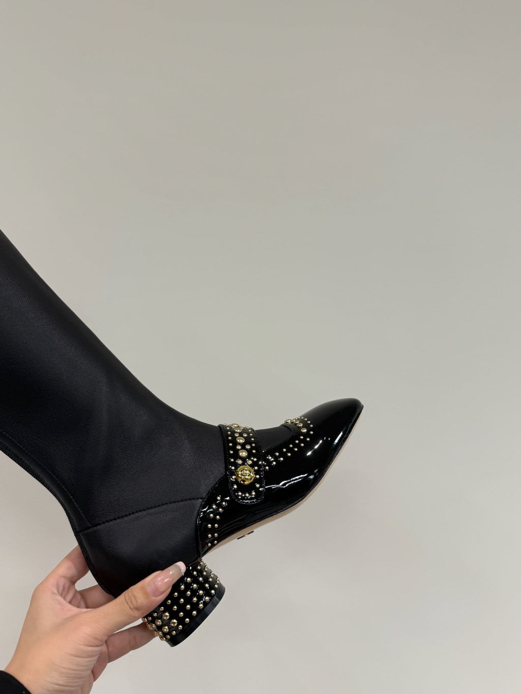 BELLE-D HEELED BOOT BLACK PATENT CALFSKIN