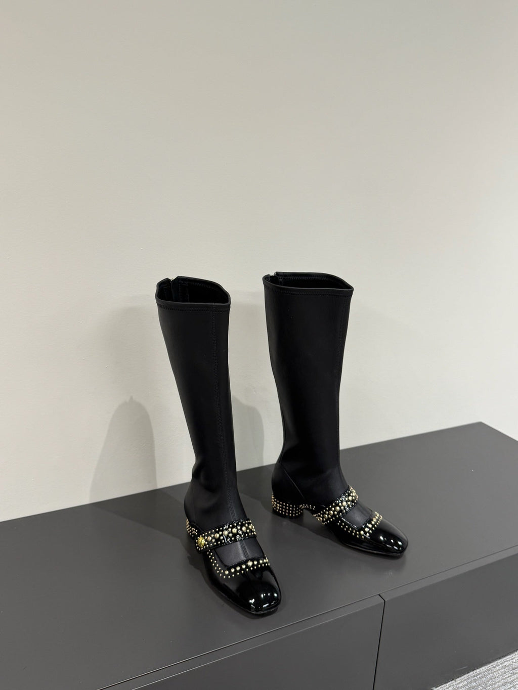 BELLE-D HEELED BOOT BLACK PATENT CALFSKIN