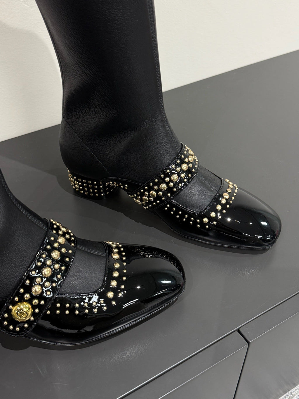 BELLE-D HEELED BOOT BLACK PATENT CALFSKIN