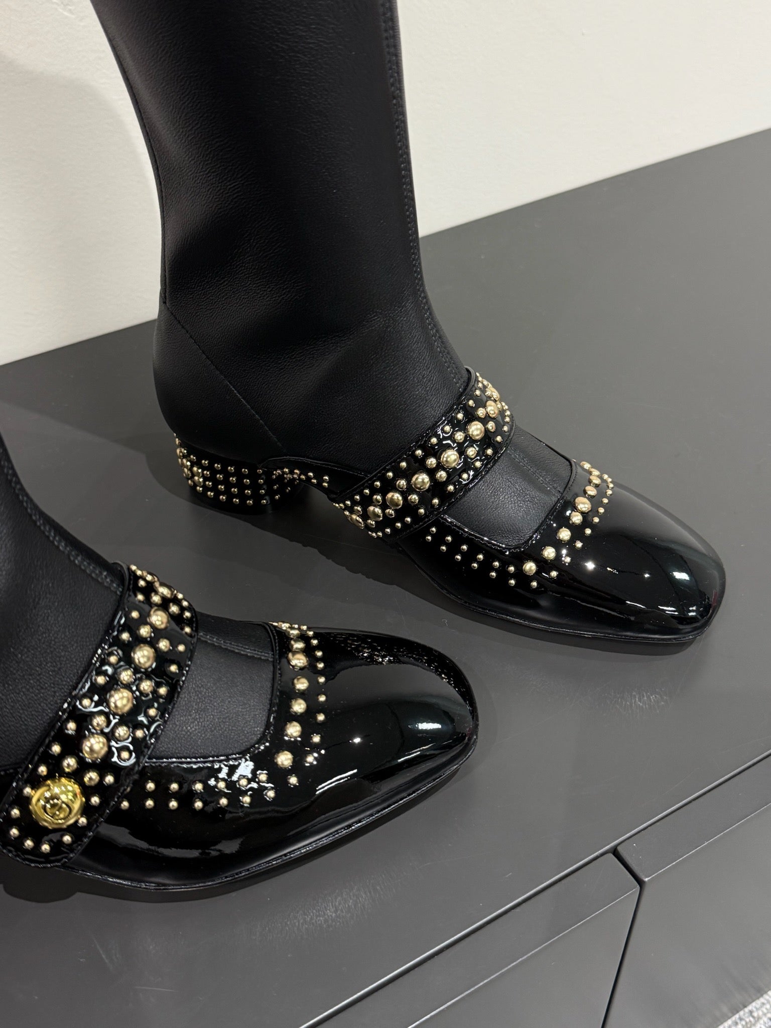 BELLE-D HEELED BOOT BLACK PATENT CALFSKIN