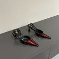 AIMÉE SLINGBACK PUMPS IN WINE RED GLOSSY LAMBSKIN