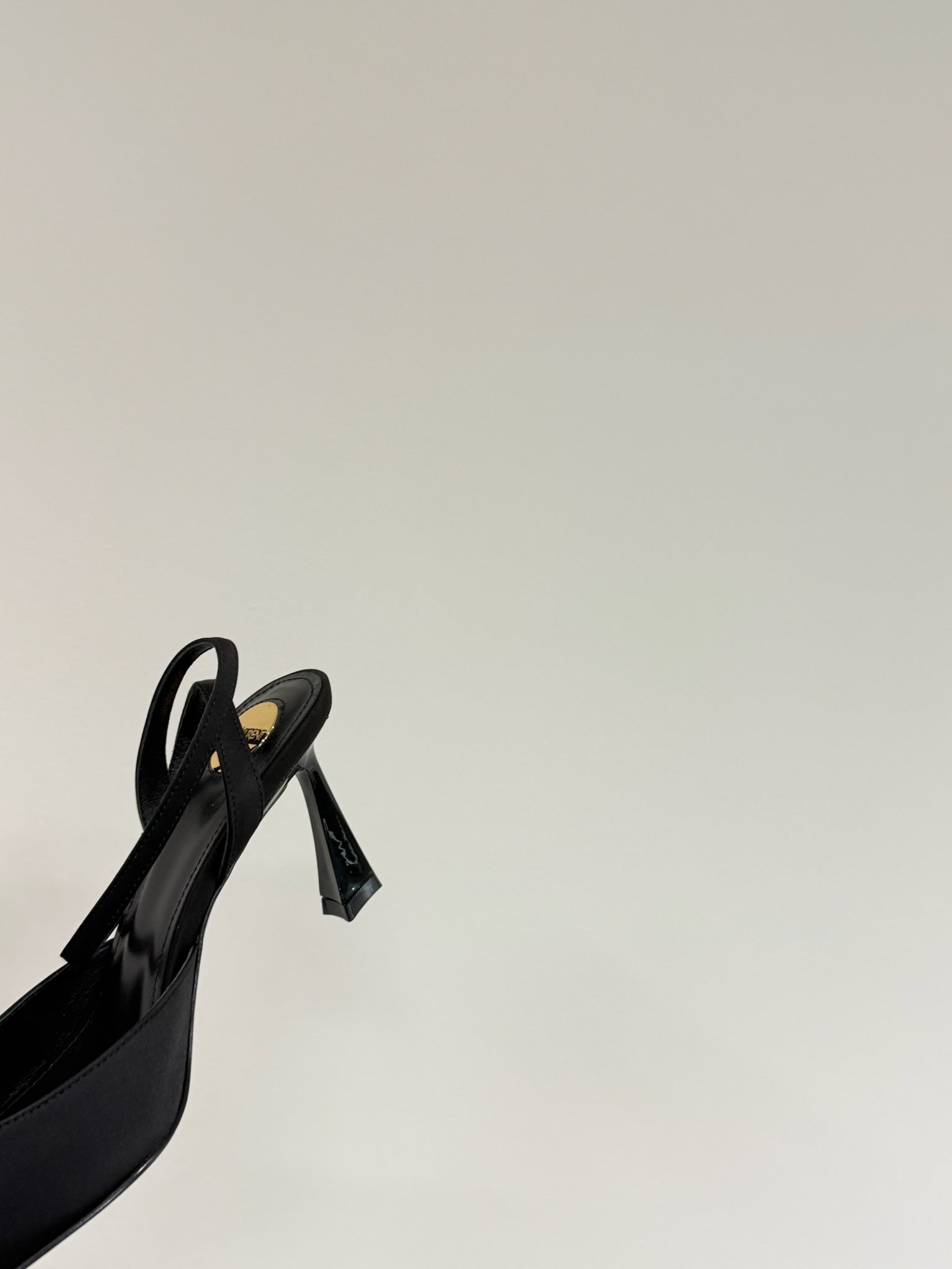 AIMÉE SLINGBACK PUMPS IN BLACK SATIN