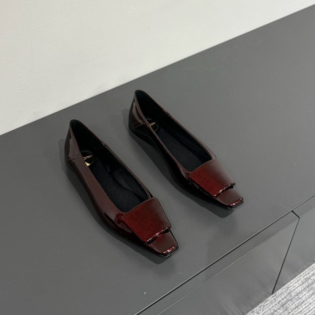 POPPY BALLET FLATS IN GARNET RED GLOSSY LAMBSKIN