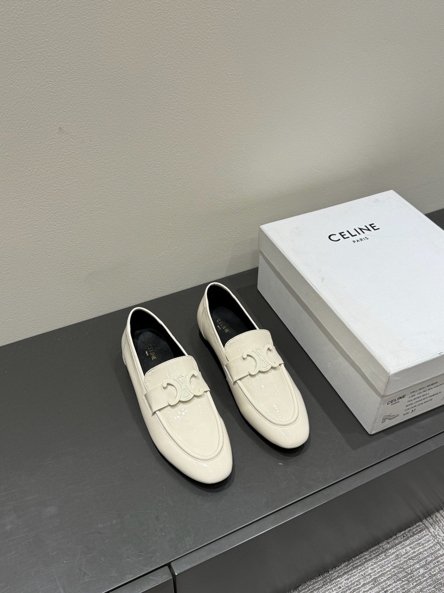 TRIOMPHE LOAFERS IN WHITE PATENT CALFSKIN