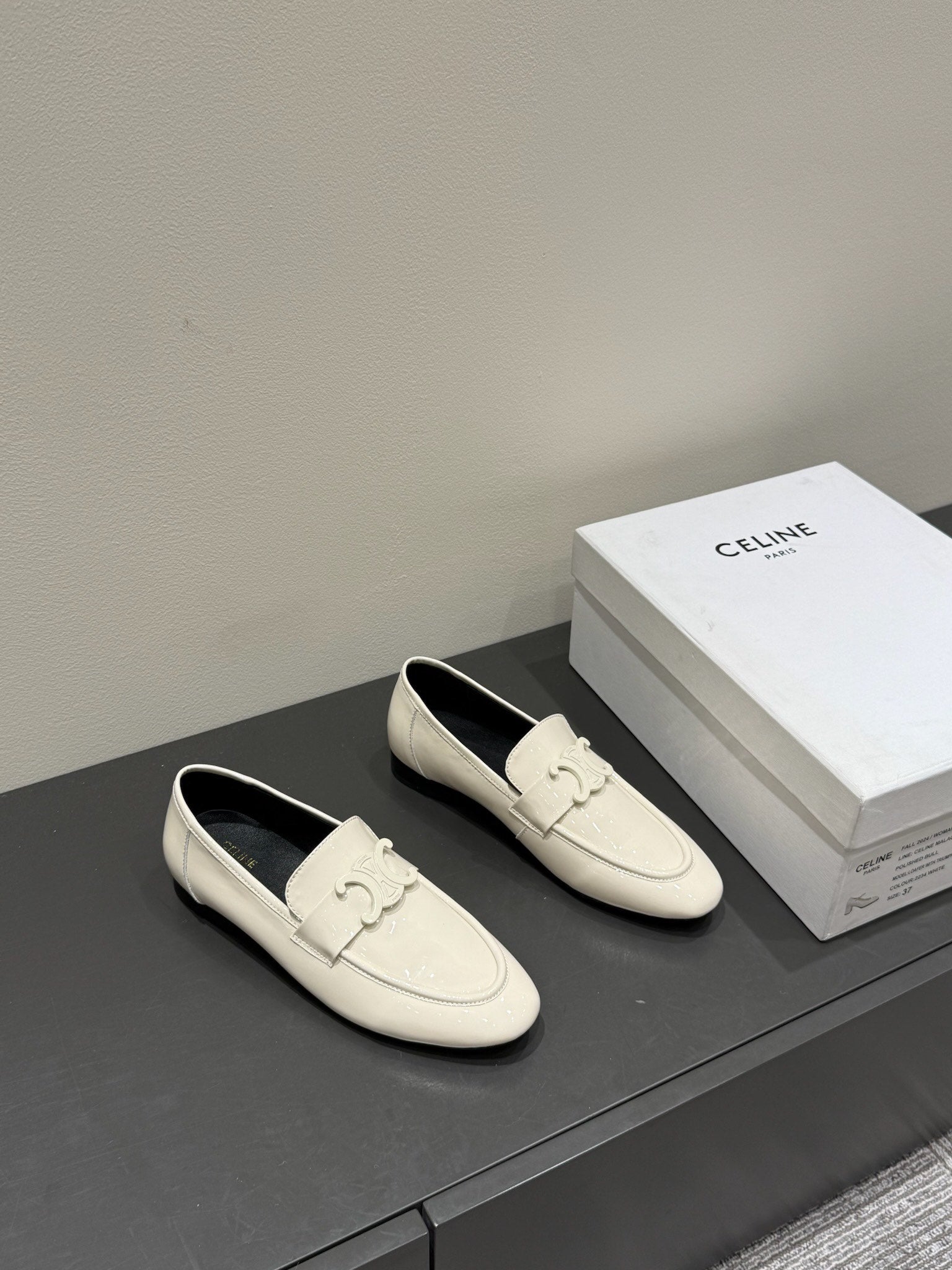 TRIOMPHE LOAFERS IN WHITE PATENT CALFSKIN