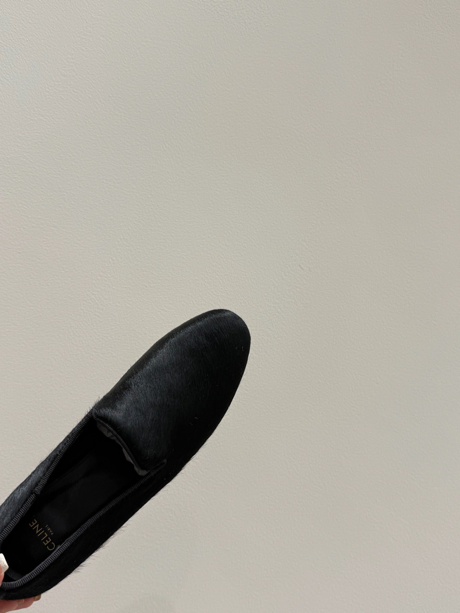 FURRY LOAFERS IN BLACK CALF HAIR